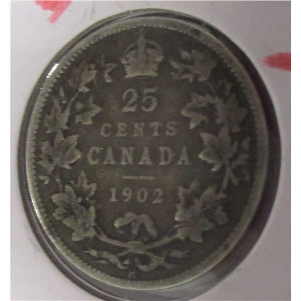 1902H CANADA KING EDWARD VII SILVER QUARTER