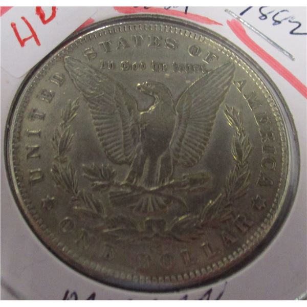 1882 USA MORGAN SILVER DOLLAR (SOLD AS IS - SILVER CONTENT NOTE VERIFIED - NOT TESTED)