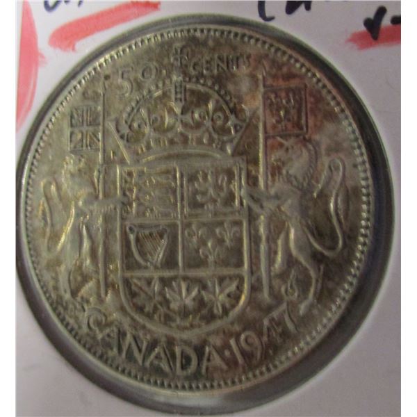 1947 (CURVED '7') CANADA SILVER HALF DOLLAR