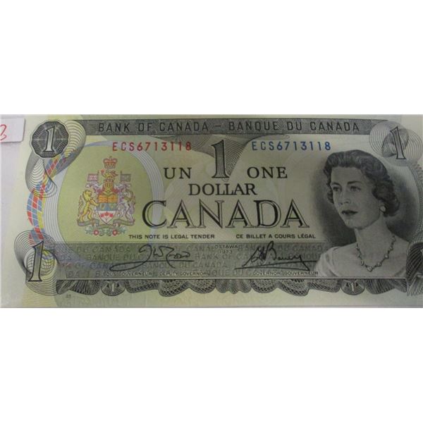 1973 CRISP UNCIRCULATED LAST OF CANADA $1 BILL
