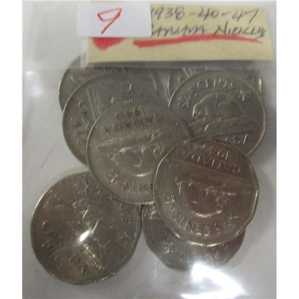 1938, 1940 & 1947 CANADA NICKELS