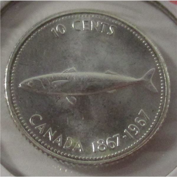 1867 - 1967 CANADA CH/BU SILVER FISH DIME