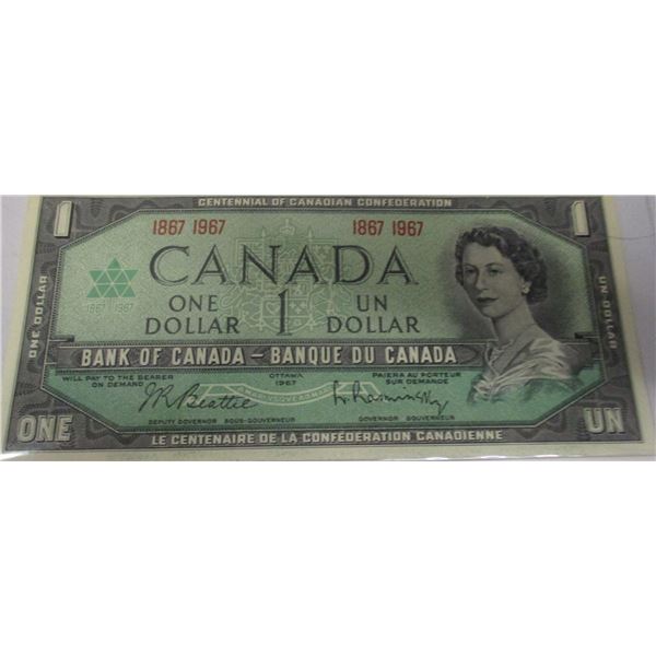 1867 - 1967 (NO SERIAL NUMBER) CENTENNIAL CANADA $1 BILL