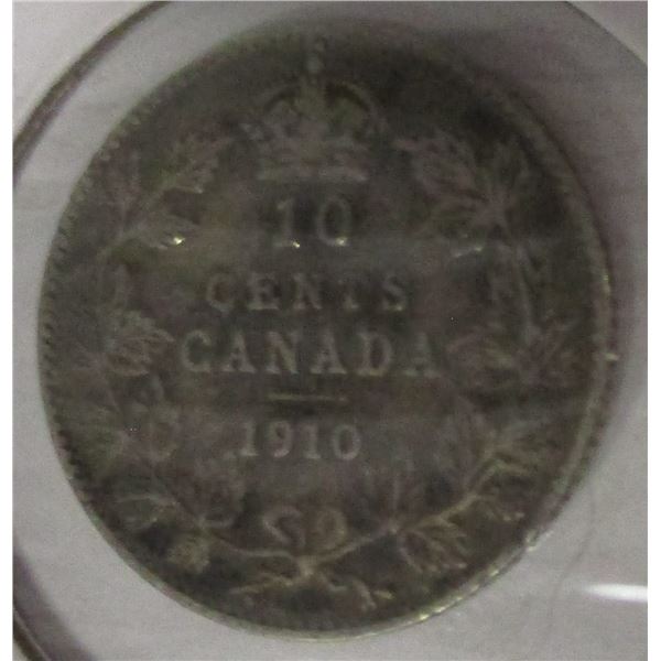 1910 CANADA KING EDWARD VII SILVER DIME
