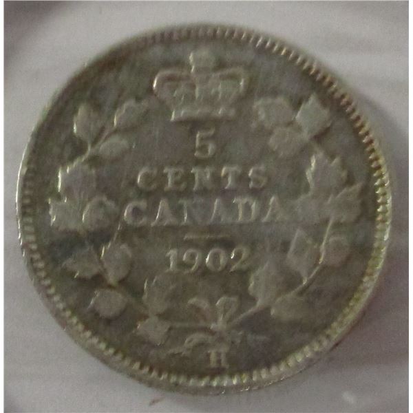 1902H CANADA KING EDWARD VII SILVER FIVE CENT