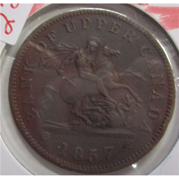 1857 BANK OF UPPER CANADA PENNY TOKEN