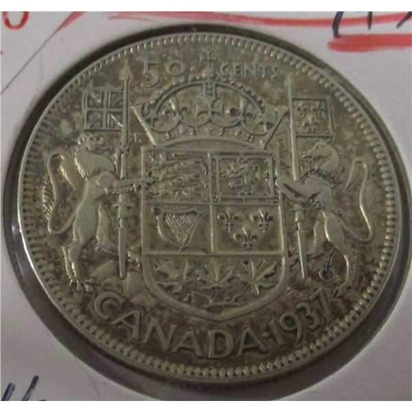 1937 CANADA KING GEORGE VI SILVER HALF DOLLAR