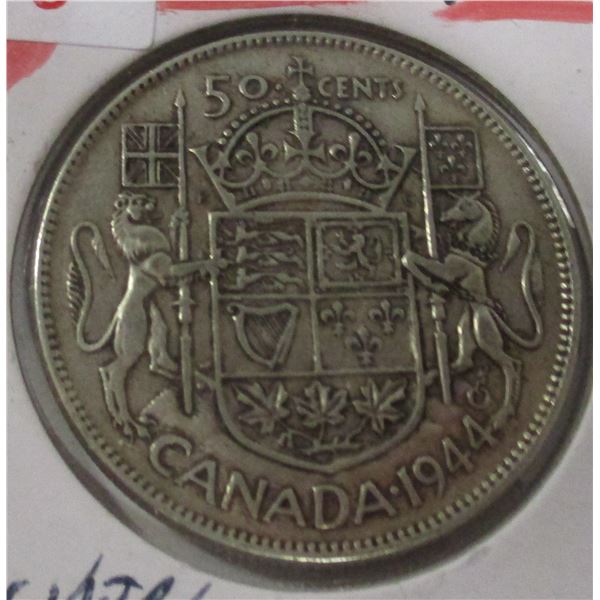 1944 CANADA KING GEORGE VI SILVER HALF DOLLAR