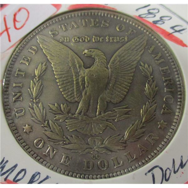 1884 USA MORGAN DOLLAR (SOLD AS IS - SILVER CONTENT NOT VERIFIED - NOT TESTED - NO RETURNS/REFUNDS)