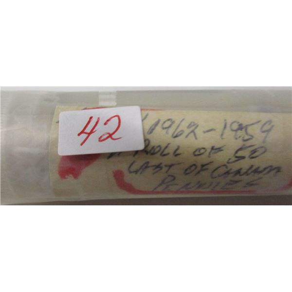 1962 - 1959 ROLL OF 50 LAST OF CANADA PENNIES