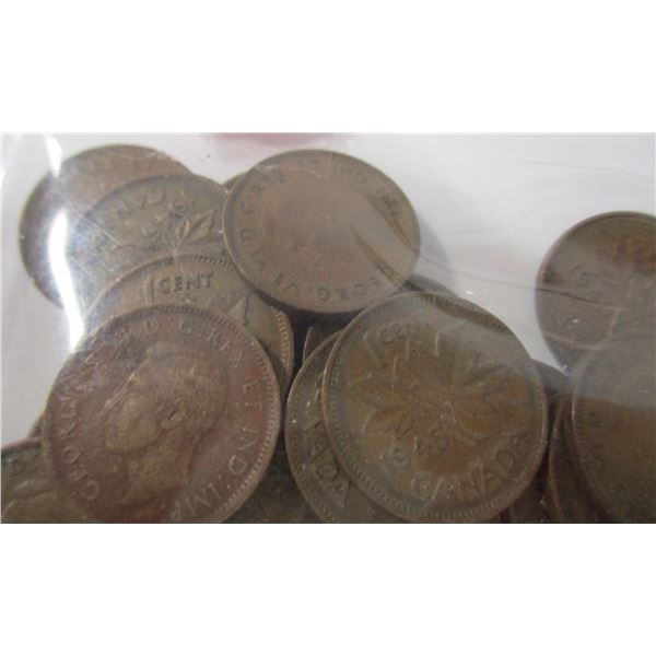 1945 LOT OF LAST OF CANADA KING GEORGE VI PENNIES