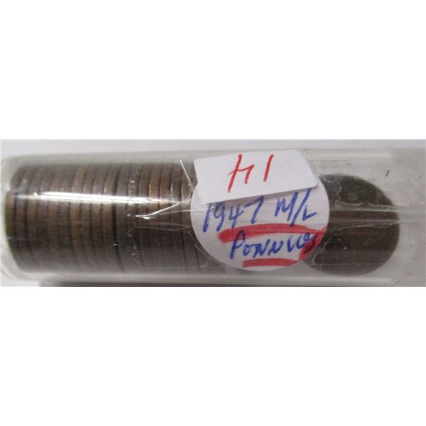 1947 MAPLE LEAF PARTIAL ROLL LAST OF CANADA PENNIES