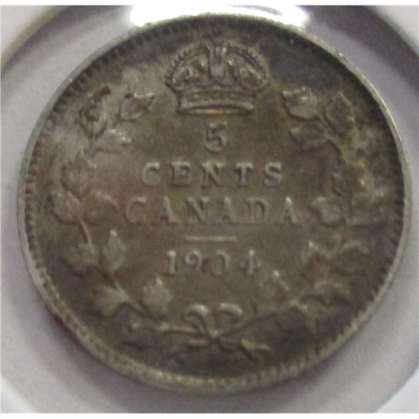 1904 CANADA KING EDWARD VII SILVER FIVE CENT