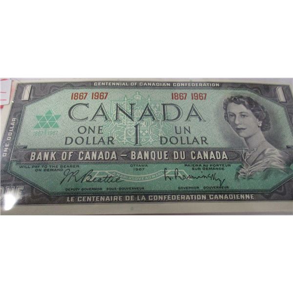 1967 CANADA CENTENNIAL UNCIRCULATED $1 BILL