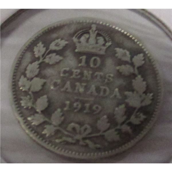 1919 CANADA KING GEORGE V SILVER DIME