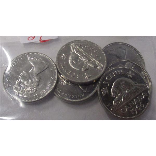 1966 CH/BU LOW MINTAGE CANADA NICKELS