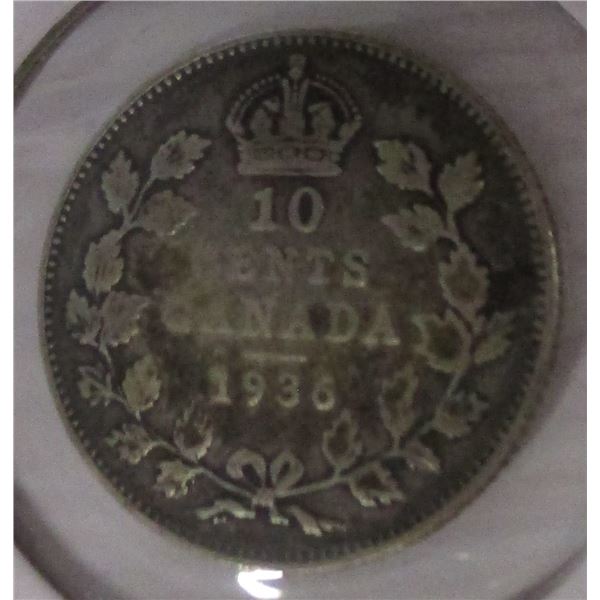 1936 CANADA KING GEORGE V SILVER DIME