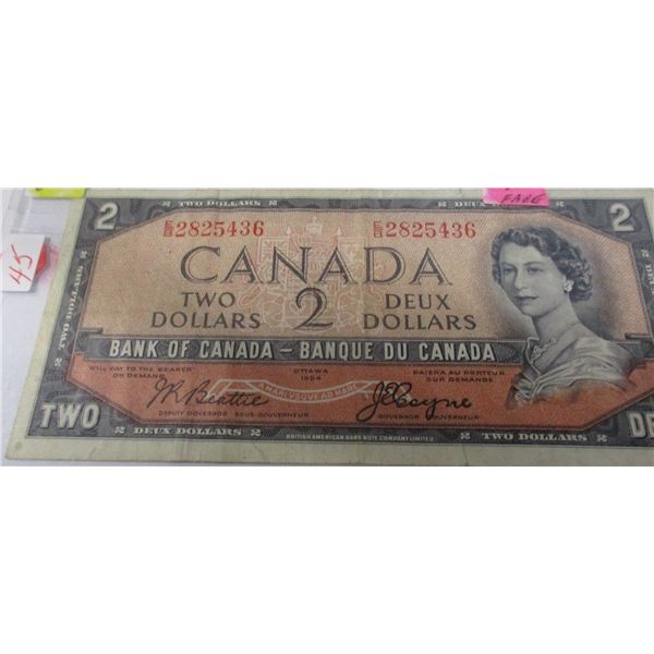 1954 DEVILS FACE CANADA $2 BILL