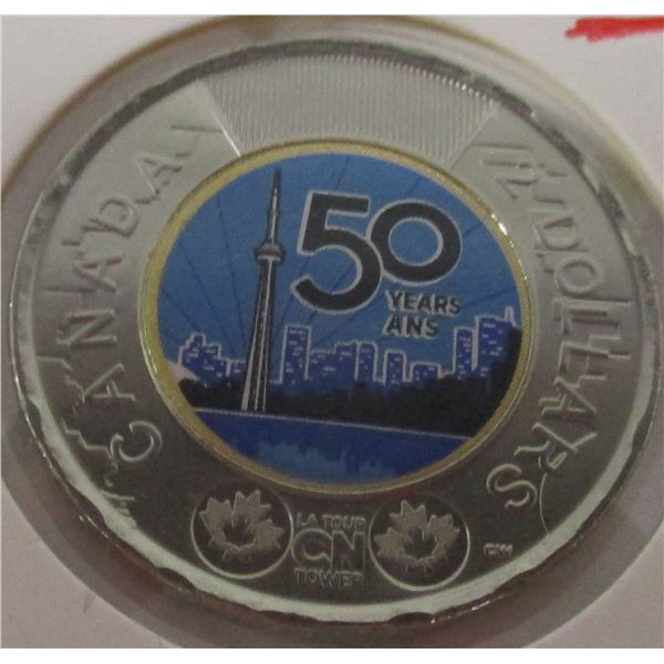 2006 50 YEAR ANNIVERSARY COIN OF CN TOWER CHARLES III BLUE CENTER TOONIE