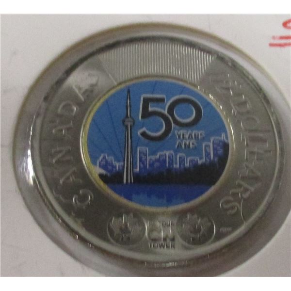 2006 50 YEAR ANNIVERSARY COIN OF CN TOWER CHARLES III BLUE CENTER TOONIE