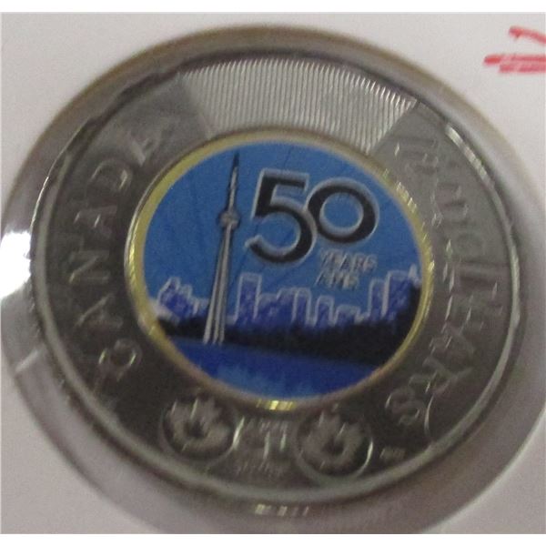 2006 50 YEAR ANNIVERSARY COIN OF CN TOWER CHARLES III BLUE CENTER TOONIE