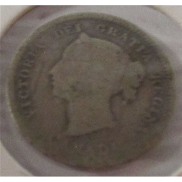 1880H CANADA VICTORIAN SILVER FIVE CENT