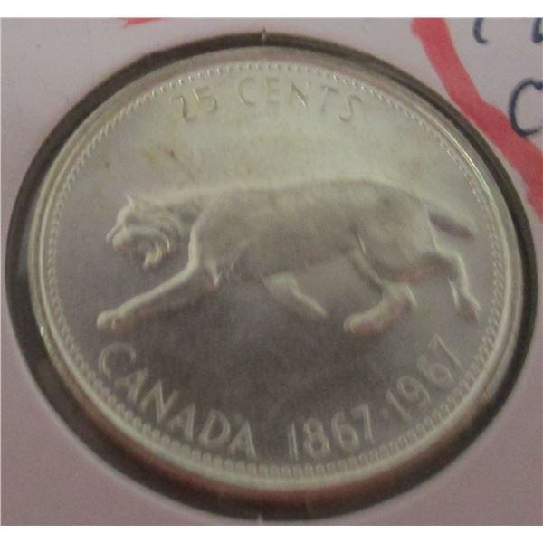 1867 - 1967 CH/BU CANADA SILVER QUARTER