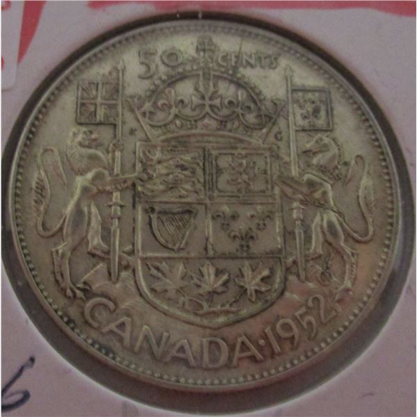1952 CANADA KING GEORGE VI SILVER HALF DOLLAR