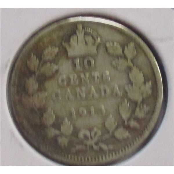 1913 CANADA KING GEORGE V SILVER DIME