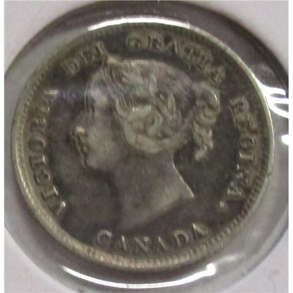 1899 CANADA VICTORIAN SILVER FIVE CENT