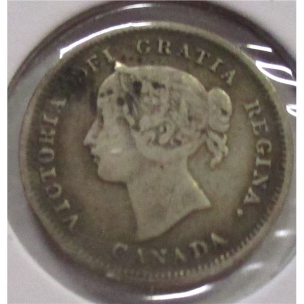 1899 CANADA VICTORIAN SILVER FIVE CENT