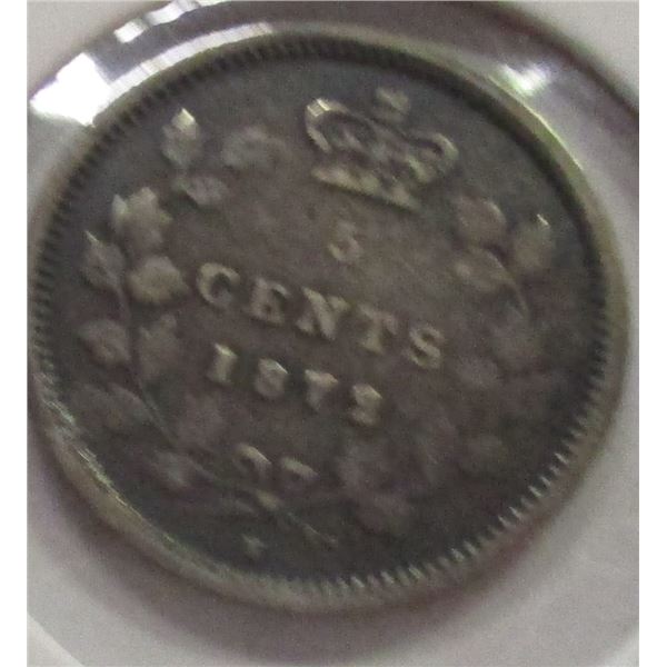 1872H CANADA VICTORIAN SILVER FIVE CENT
