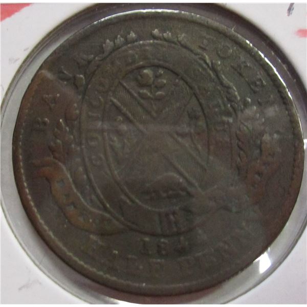 1844 PROVINCE OF CANADA BANK OF MONTREAL LARGEPENNY TOKEN