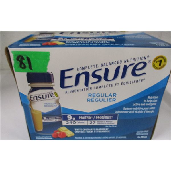 REGULAR WHITE CHOCOLATE RASPBERRY ENSURE DRINK (6 BOTTLES X 235 ML)