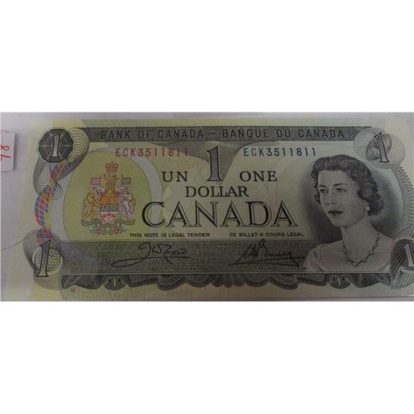 1973 CRISP UNCIRCULATED LAST OF CANADA $1 BILL