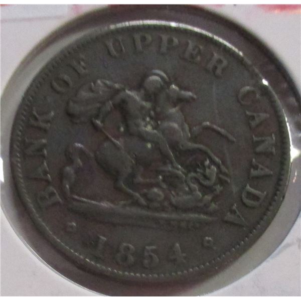 1854 BANK OF UPPER CANADA HALF PENNY TOKEN