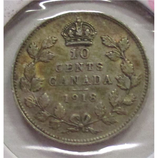 1918 CANADA KING GEORGE V SILVER DIME