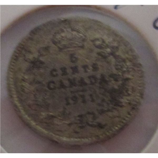 1911 CANADA KING GEORGE V SILVER FIVE CENT