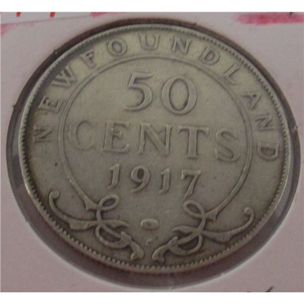 1917 NEWFOUNDLAND SILVER HALF DOLLAR