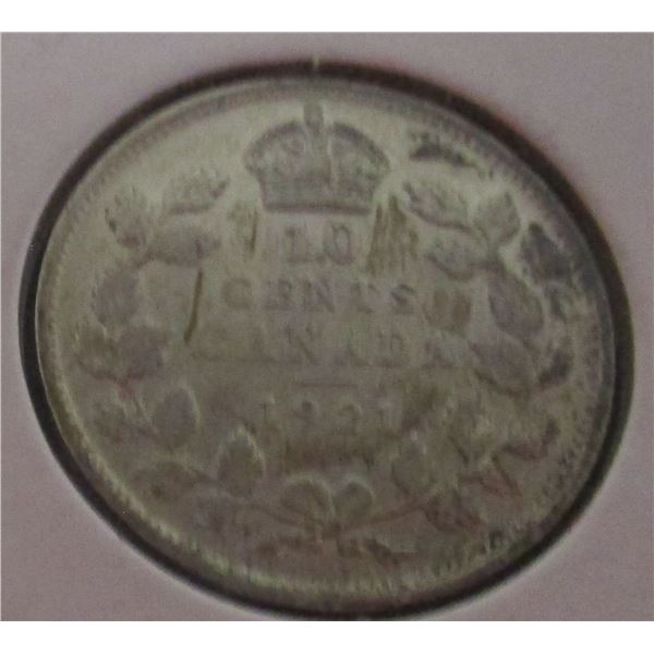 1921 CANADA KING GEORGE V SILVER DIME