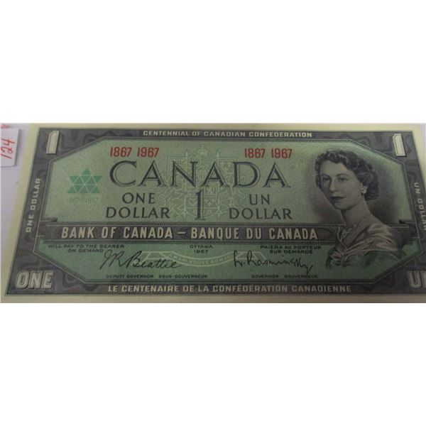 1967 CRISP UNCIRCULATED LAST OF CANADA CENTENNIAL DOLLAR