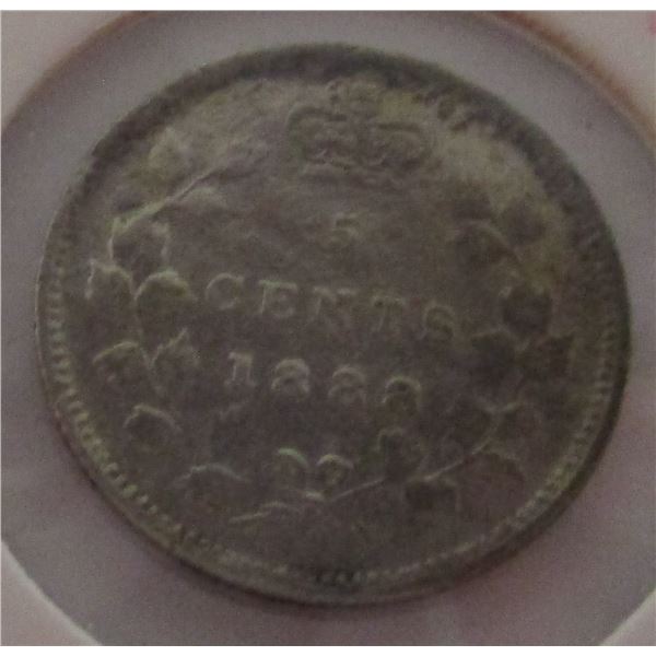 1888 CANADA VICTORIAN SILVER FIVE CENT