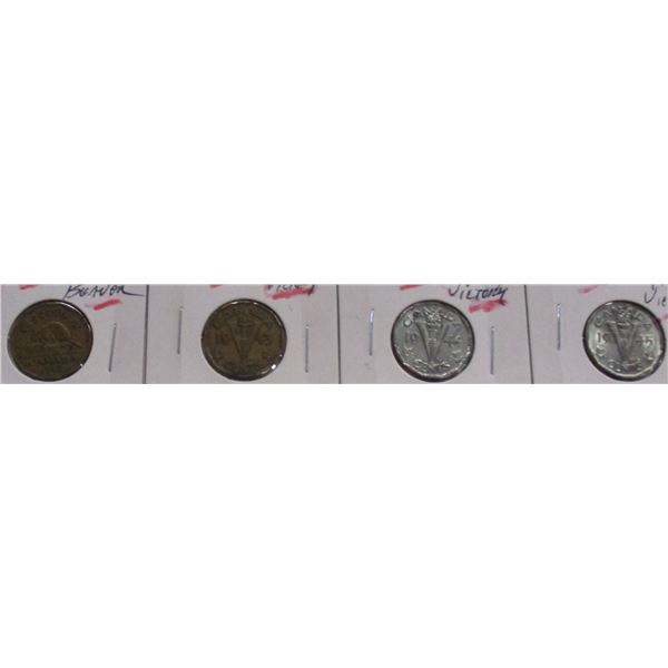 1942, 1943, 1944, & 1945 CANADA WARTIME VICTORY NICKELS