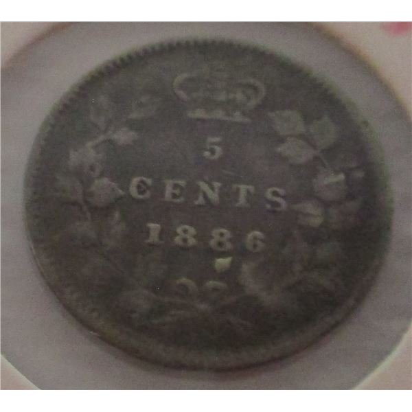 1886 CANADA VICTORIAN SILVER FIVE CENT