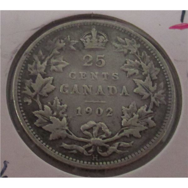 1902H CANADA KING EDWARD VII SILVER QUARTER