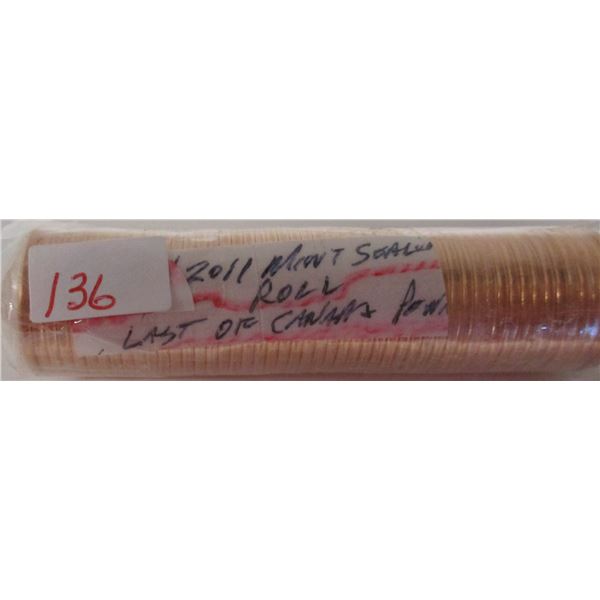 2011 MINT SEALED BANK ROLL LAST OF CANADA PENNIES
