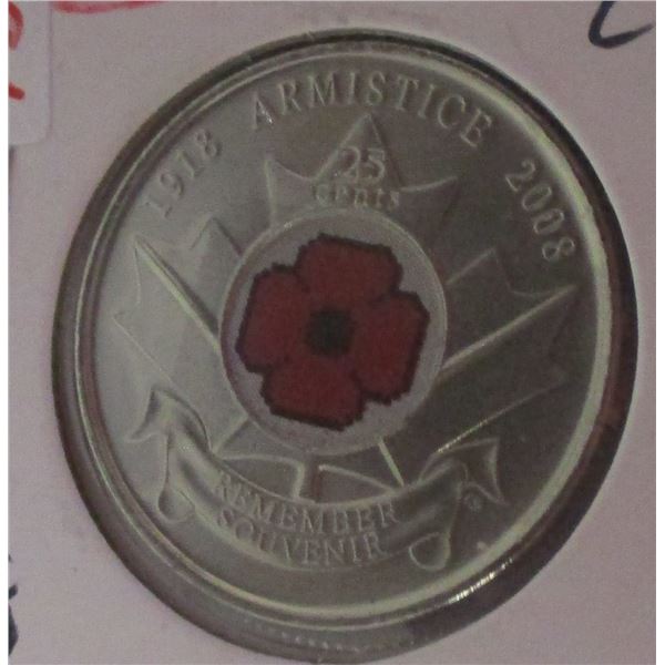 1918 - 2008 CH UNCIRCULATED CANADA ARMISTICE QUARTER