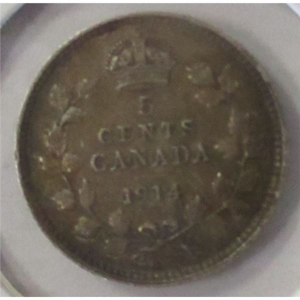 1914 CANADA KING GEORGE V SILVER FIVE CENT