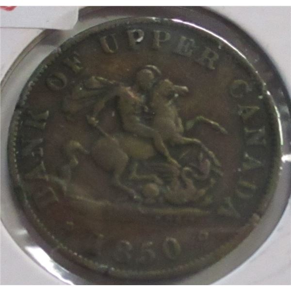 1850 BANK OF UPPER CANADA PENNY TOKEN