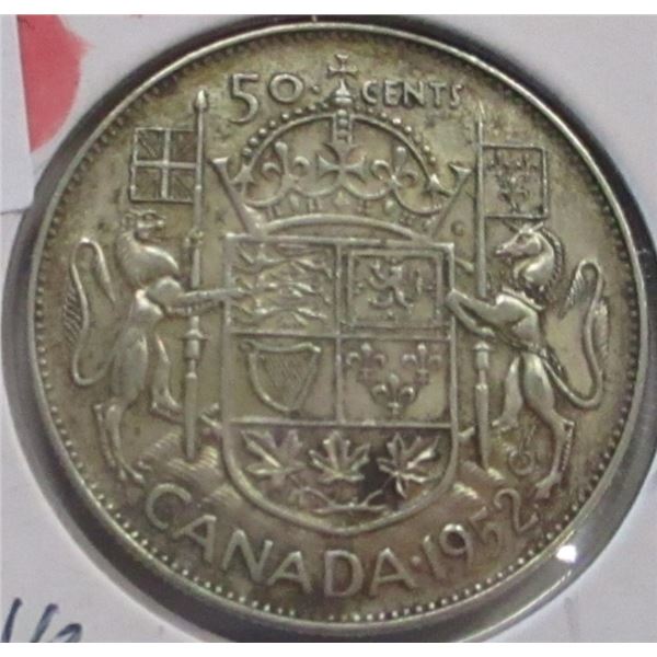 1952 CANADA KING GEORGE VI SILVER HALF DOLLAR